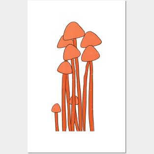 Orange Mushroom Family Posters and Art